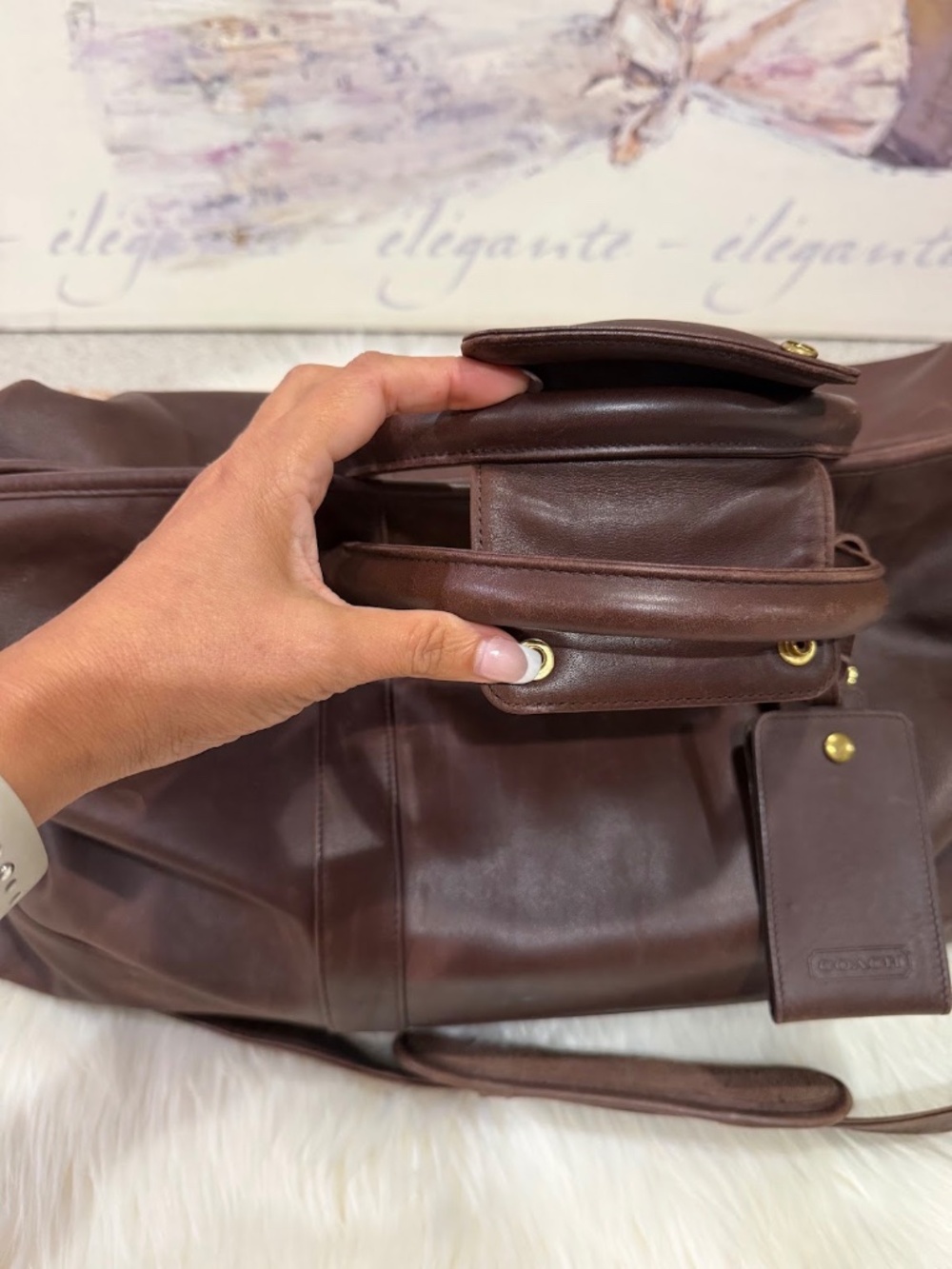 Vintage Coach Brown Leather Large Travel Weekender Duffle Bag Style 0502 - Picture 8 of 16